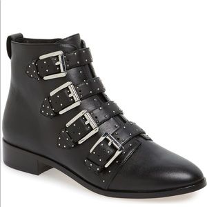 Maddox Bootie in Black Shiny Calf & Silver Studs